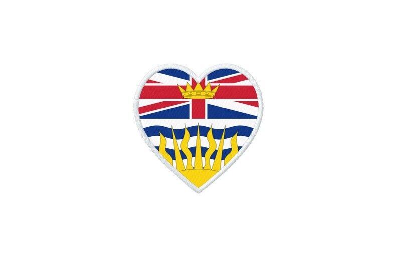 Custom Heart Patch Badge - Canada Colombia British Flag Design