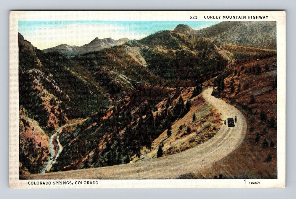 Colorado Springs CO-Colorado, Corley Mountain Highway, Antique Vintage Postcard