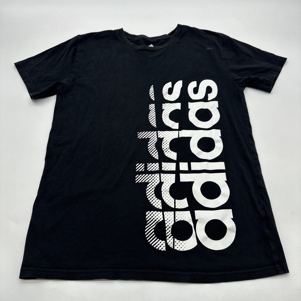 Adidas T-Shirt Youth Boy Large Graphic Print Logo Black ..#32322