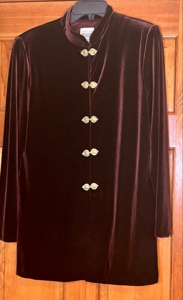 Vintage Brown Velvet Gothic Renaissance Jacket Gold Clasp Witchy Grunge USA 8