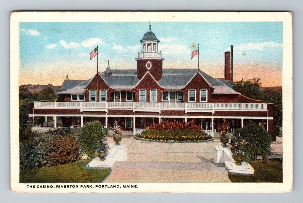 Portland ME-Maine, The Casino, Riverton Park, Vintage Postcard