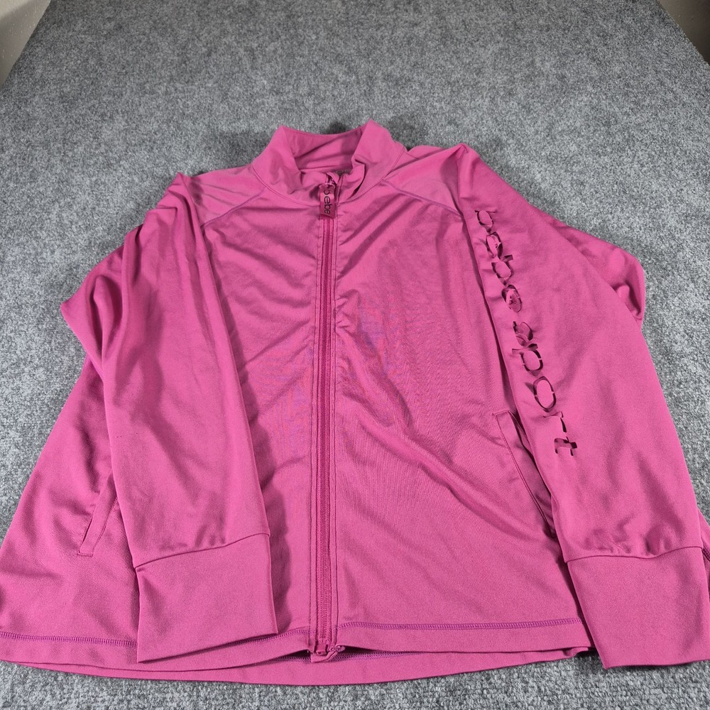 Bebe Sport Women's Plus Size 3X Hot Pink Full Zip Jacket Sleeve Cutout Thumbhole