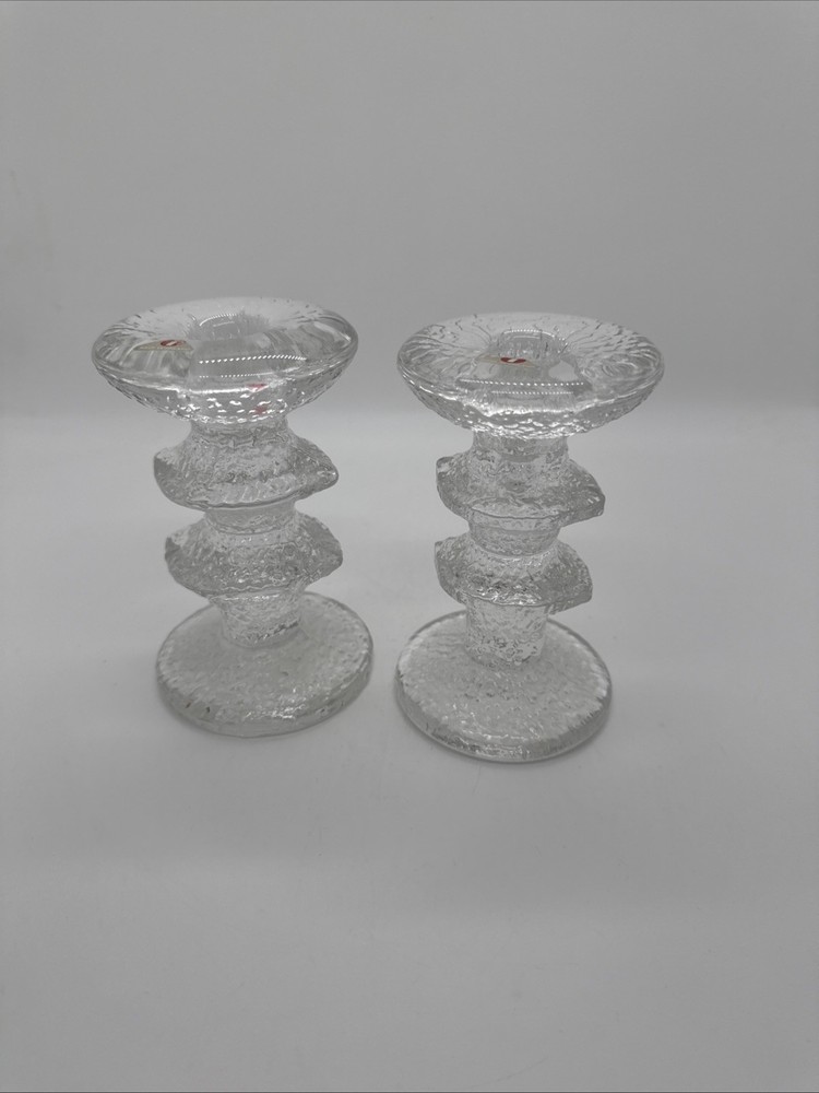Iittala Festivo Timo Sarpaneva Taper Candle Holders Finland, Vintage Crystal