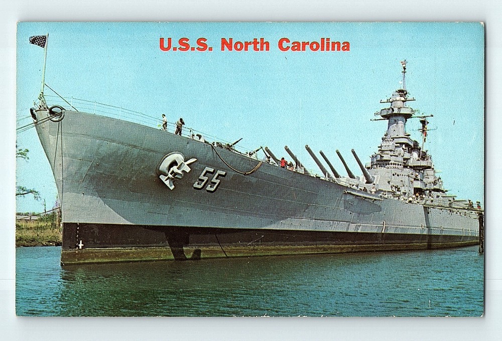 USS North Carolina Battleship memorial The Showboat WWII Participati Postcard E7