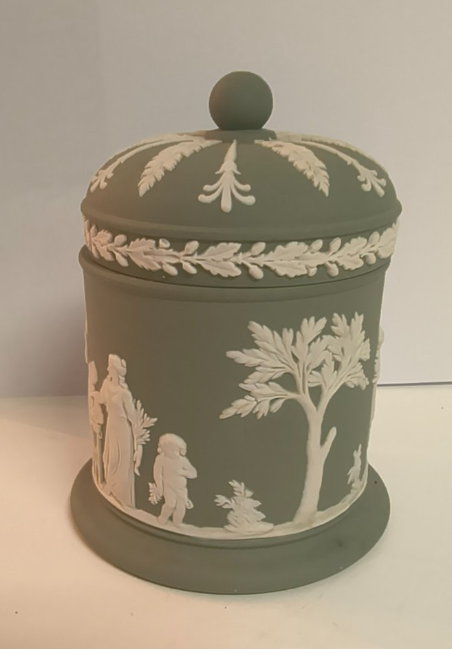 Wedgwood - Jasperware - Celadon Sage Green - Jar with Lid