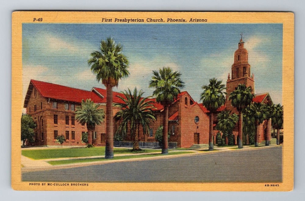 Phoenix AZ-Arizona, First Presbyterian Church, Religion, Vintage Postcard