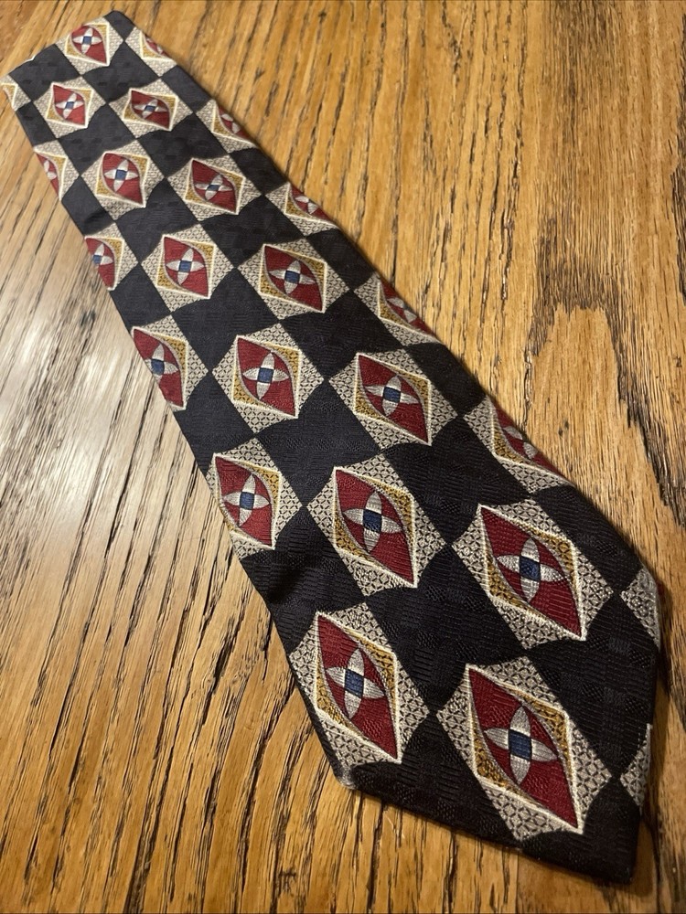Vintage EUC Jos. A. Bank Premier Collection Silk Geometric Tie Necktie USA