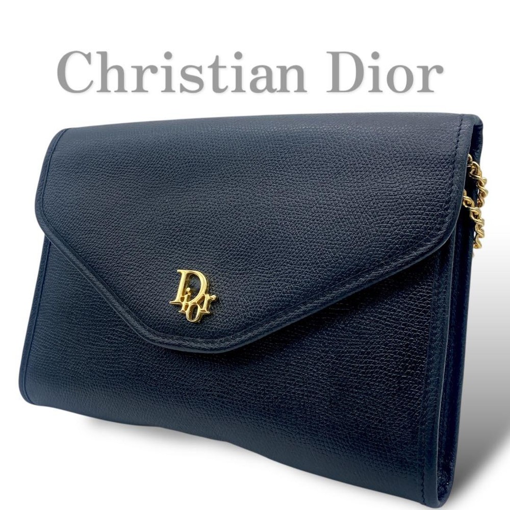 Authentic Dior Black Leather Shoulder Bag I0719838
