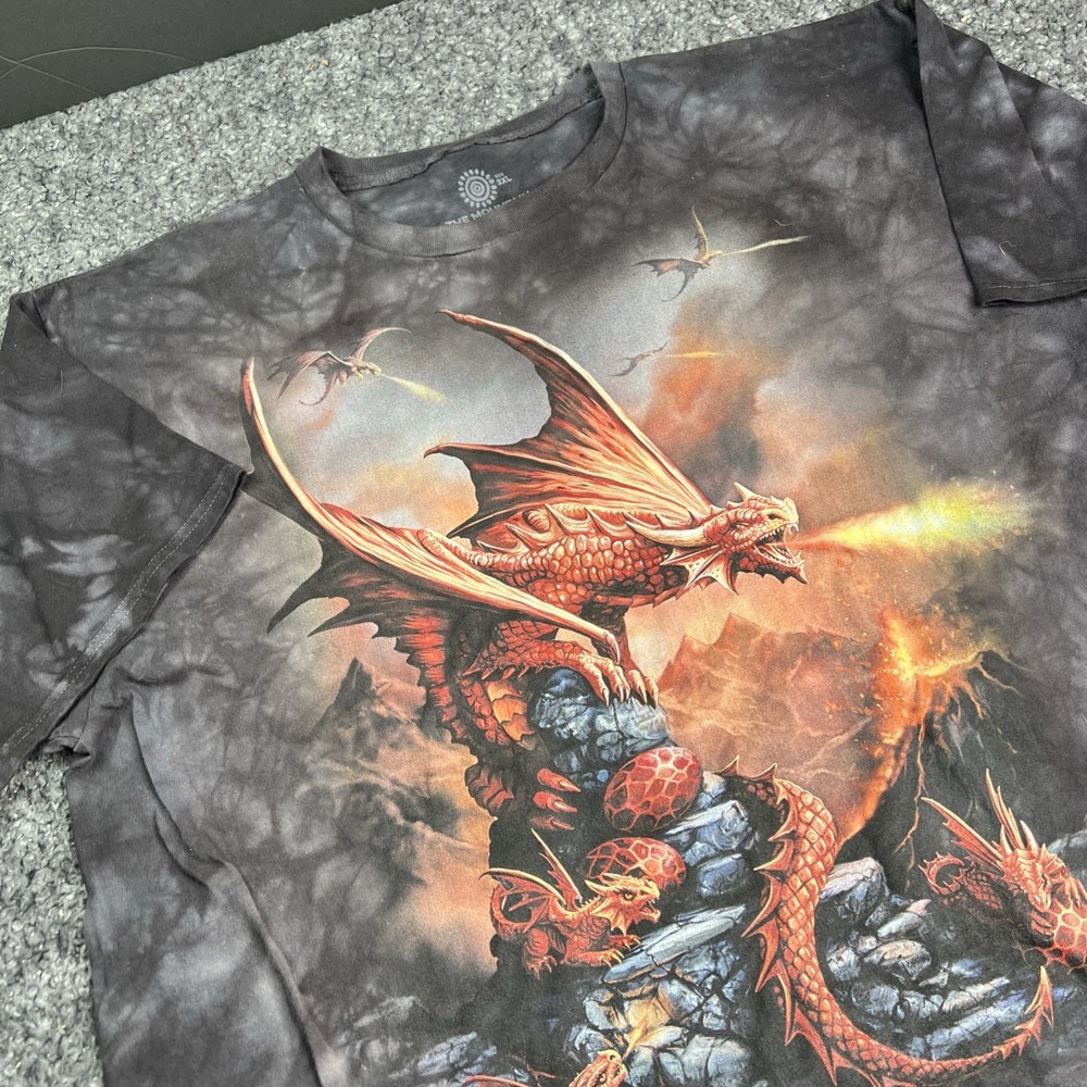 The Mountain Age of Dragons Fire Grey Tie Dye Short Sleeve Shirt Mens Size 2XL