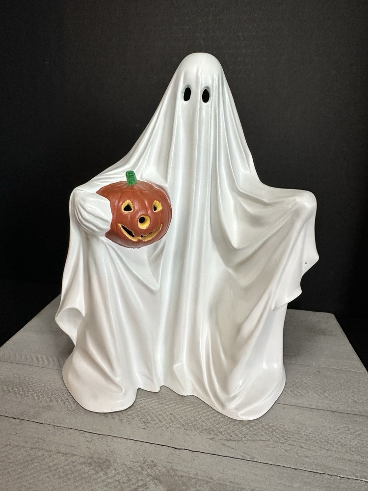 Byron Molds 1972 Ceramic Halloween Ghost & JackOLantern Pumpkin Early Casting