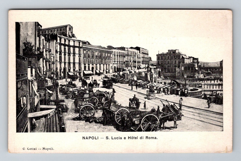 Italy- Naples Saint Lucia Hotel di Roma Old Postal PC Card View Vintage Postcard