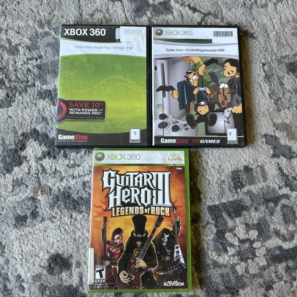 Guitar Hero: III 3 Legends Of Rock & World Tour & Aerosmith 3 Game Lot Xbox 360