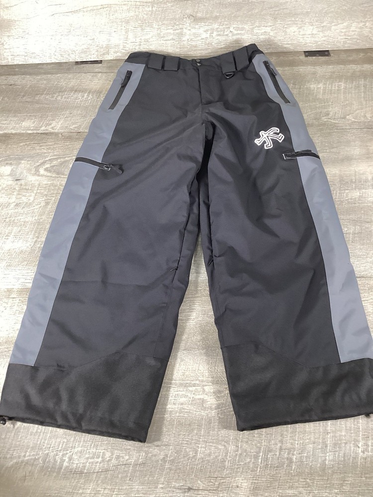 NAM3 Snow Pants Mens Small Baggy Ski Snowboard Waterproof Black Gray NEW