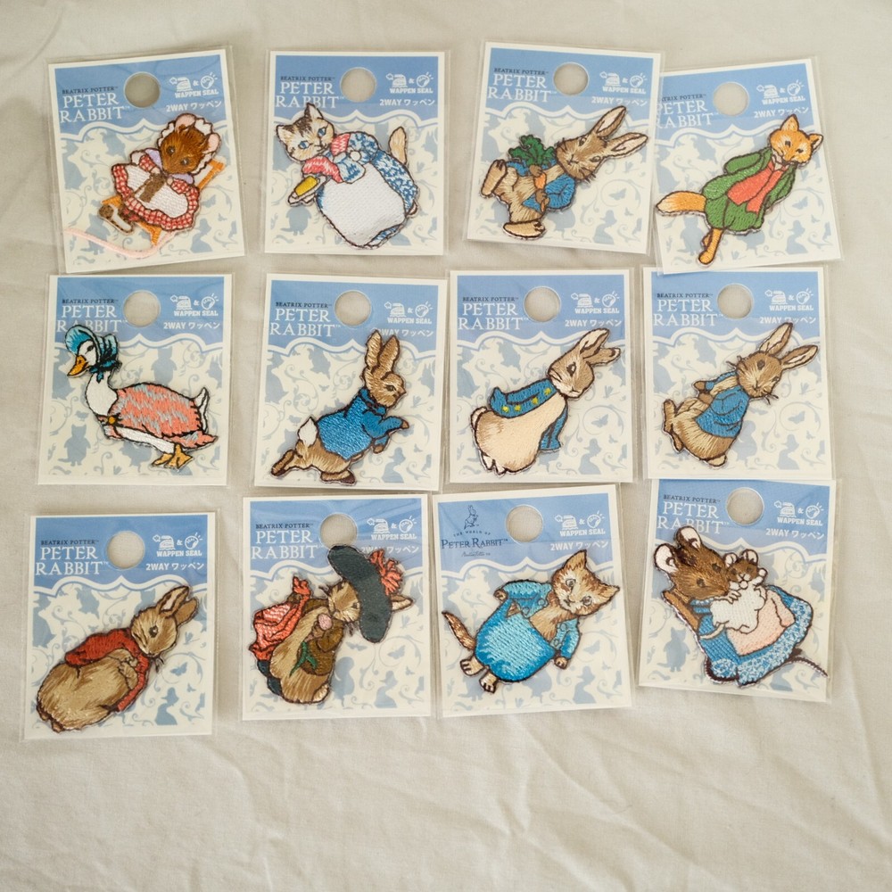 Peter Rabbit Embroidered Iron-On Patch Set with Cat Duck Fox Minoda Appliques
