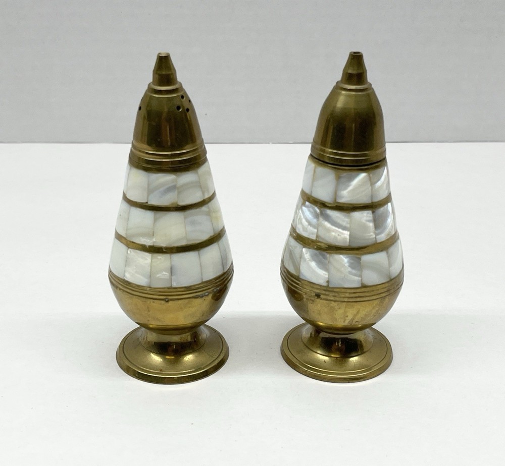 Vintage Brass Salt And Pepper Shakers - Made In India