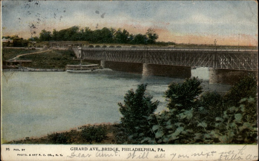 Girard Avenue Bridge Philadelphia Pennsylvania ~ dated 1909 UDB vintage postcard