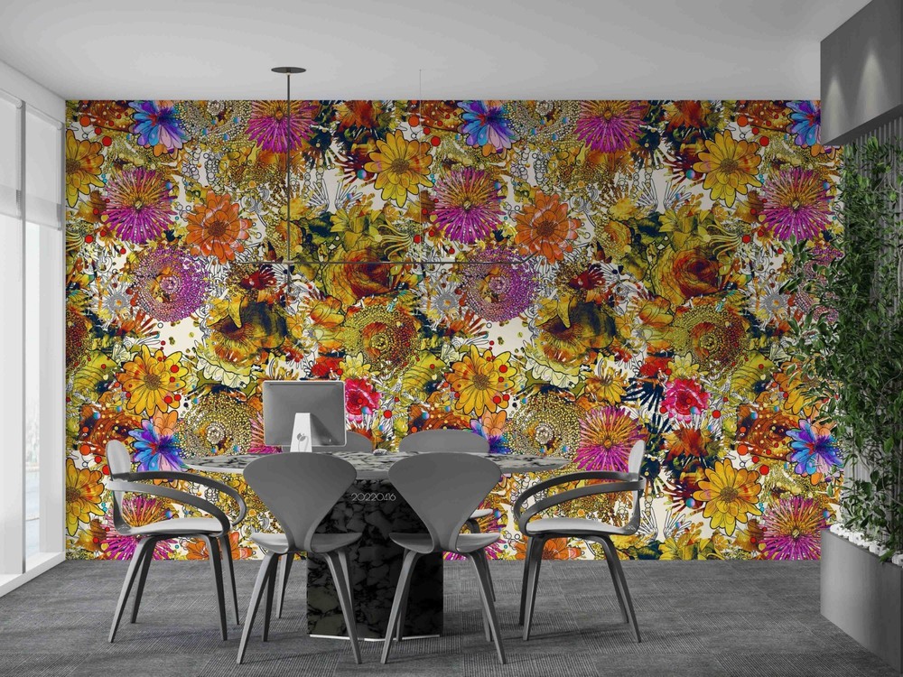 3D Flower Flora Watercolor Pattern Wall Murals Wallpaper Murals Wall Sticker