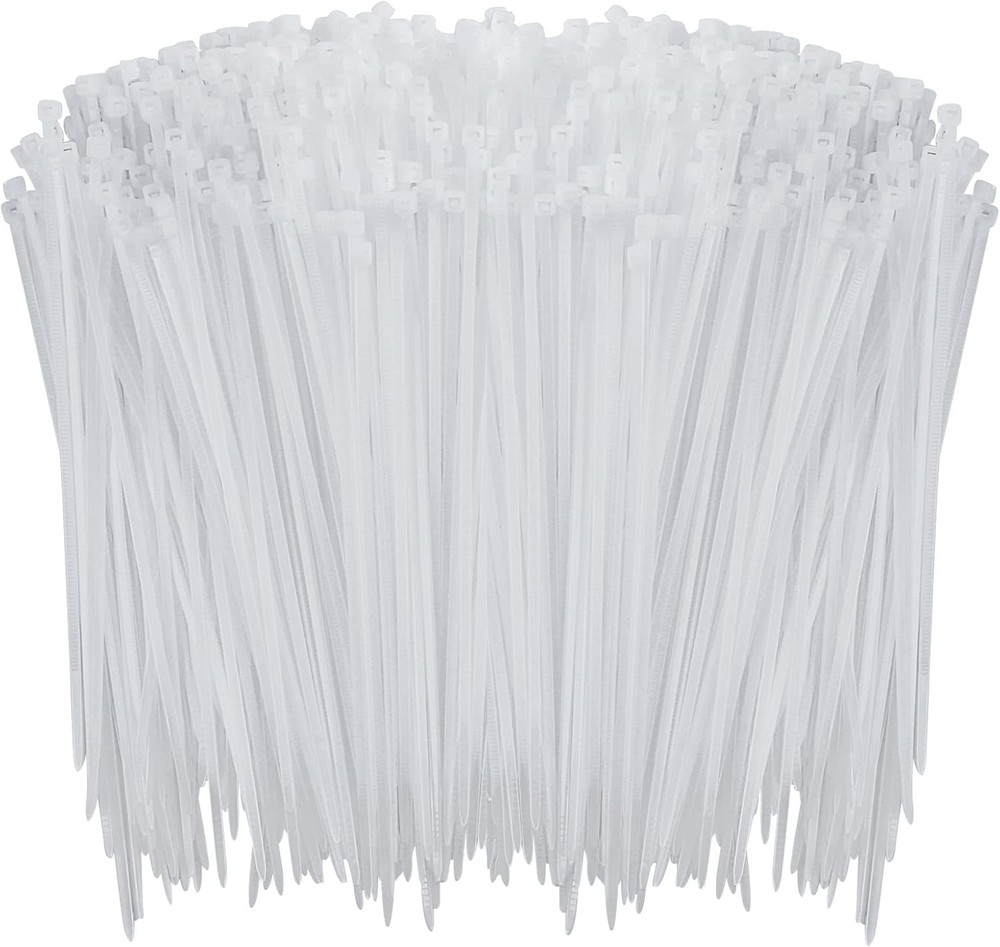 1000 Pcs 6-Inch White Self-Locking Nylon Zip Ties Clear Cable Ties