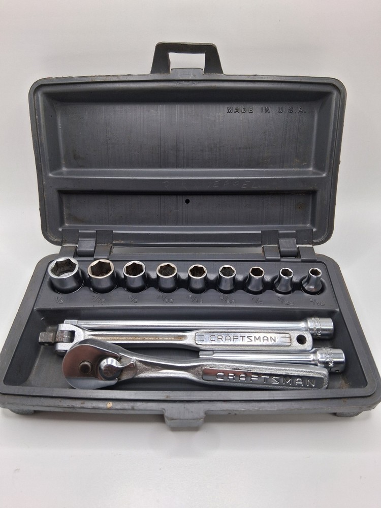 Vintage Craftsman 1/4 Drive Socket Set Tear Drop Ratchet With Oil Port Permanex