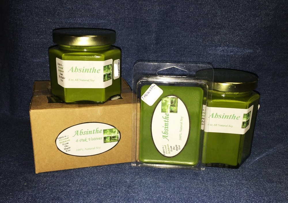 Hand Poured Citrus Summer Soy Candles in Absinthe Scent - Tarts & Votives-image