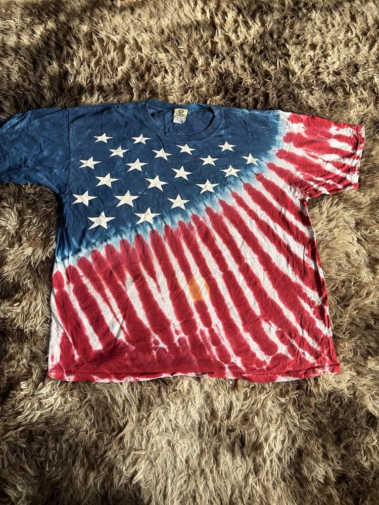 Liquid Blue American Flag Tie Dye T Shirt XL USA Patriotic Tee