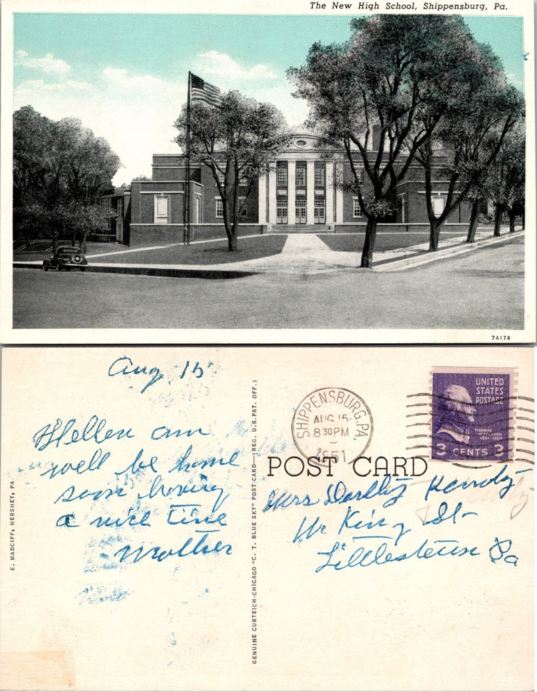 New High School Shippensburg Pennsylvania PA Postcard