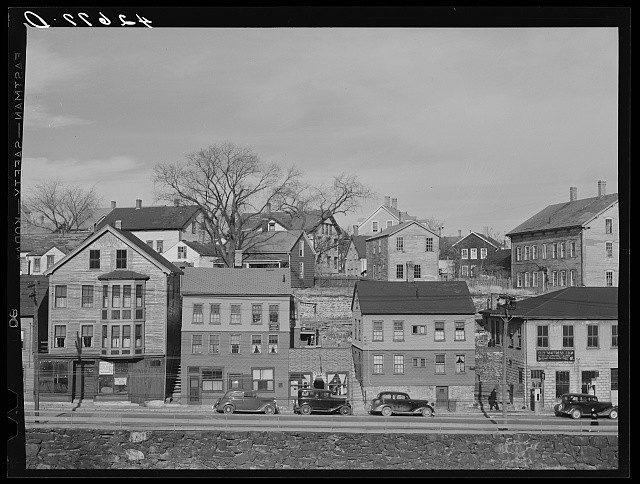 Photo:Woonsocket Rhode Island 1940 Houses Street Scene Cars