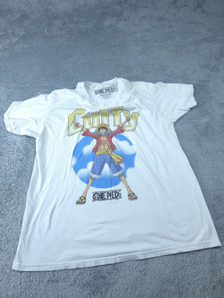 One Piece Luffy Shirt Mens Large White Ripple Junction Anime Manga Graphic Tee