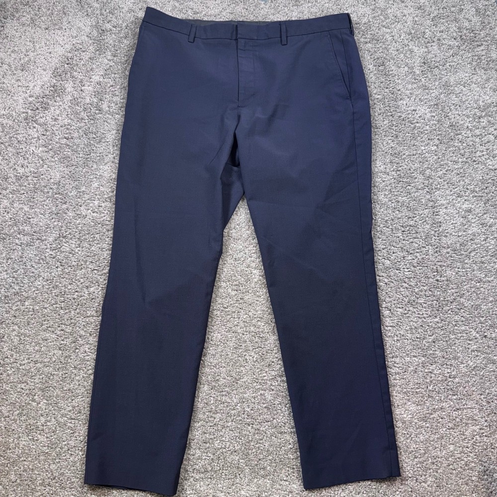 J.Crew Thompson Dress Pants Mens Tapered Stretch Wool Navy Blue 36x30 Excellent