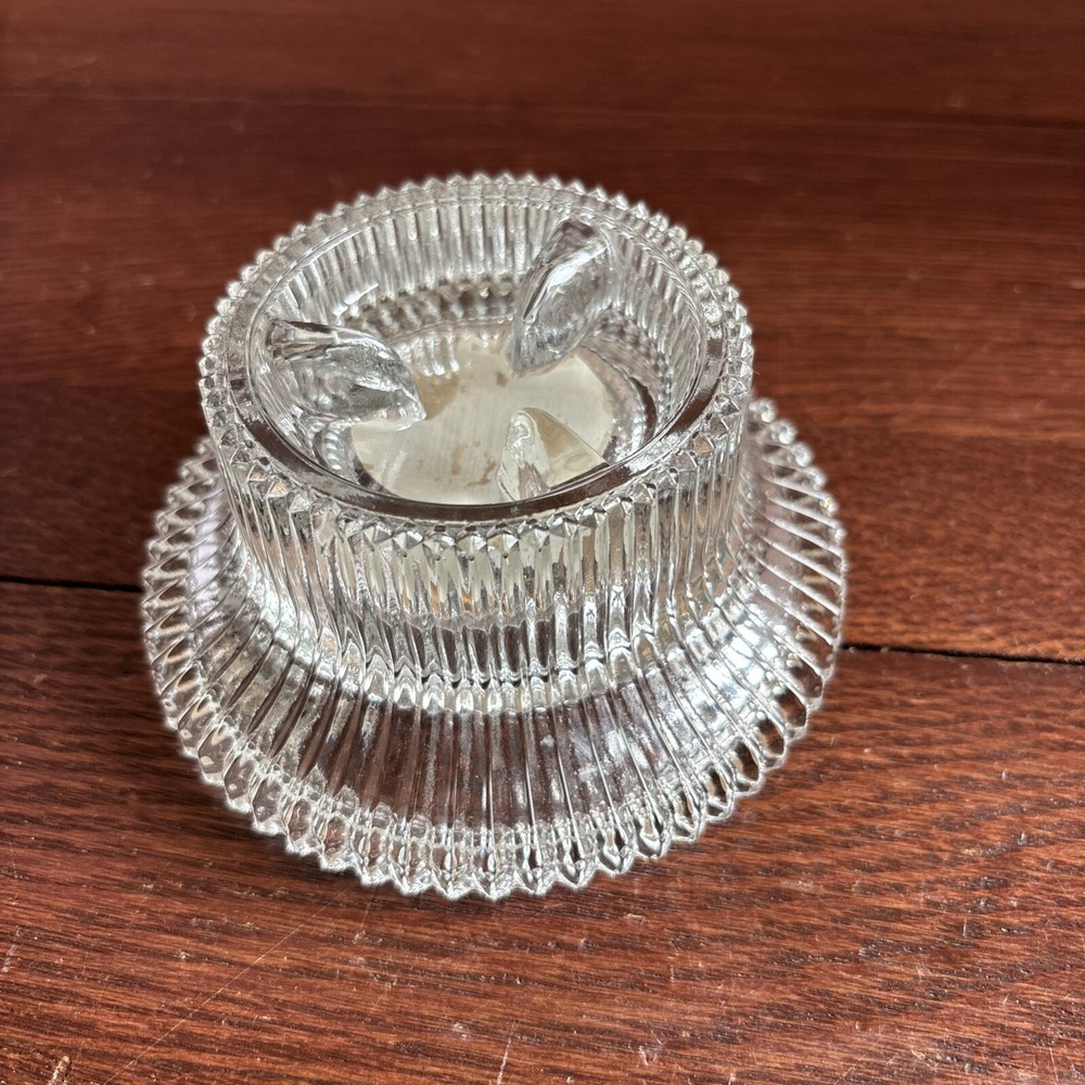 Vintage Glass Candle Holder Indiana Glass Reversible NWT