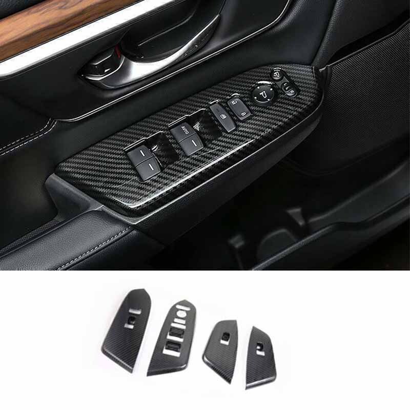 Honda CR-V CRV 17-22 ABS Carbon Fiber Window Switch Lock Trim Panel