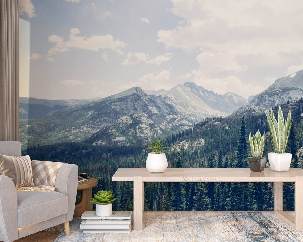 3D Mountains Forest Sky Landscape Wall Murals Wallpaper Murals Wall Sticker