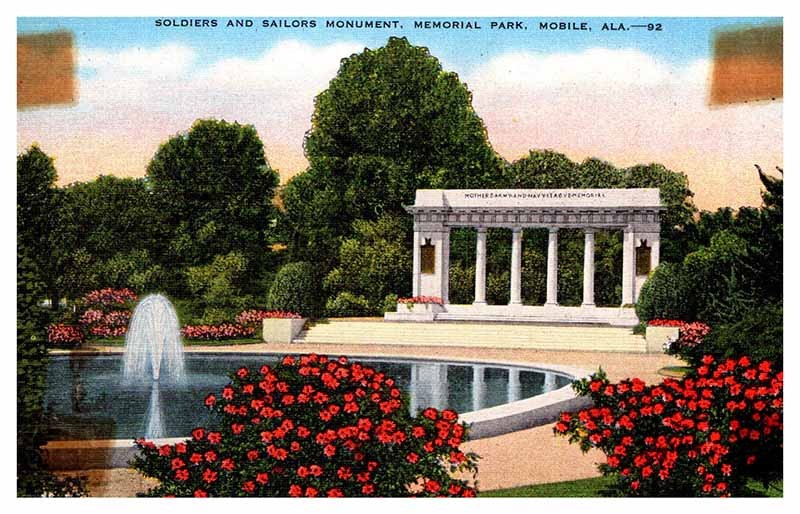 Postcard MONUMENT SCENE Mobile Alabama AL m/09 AQ6153