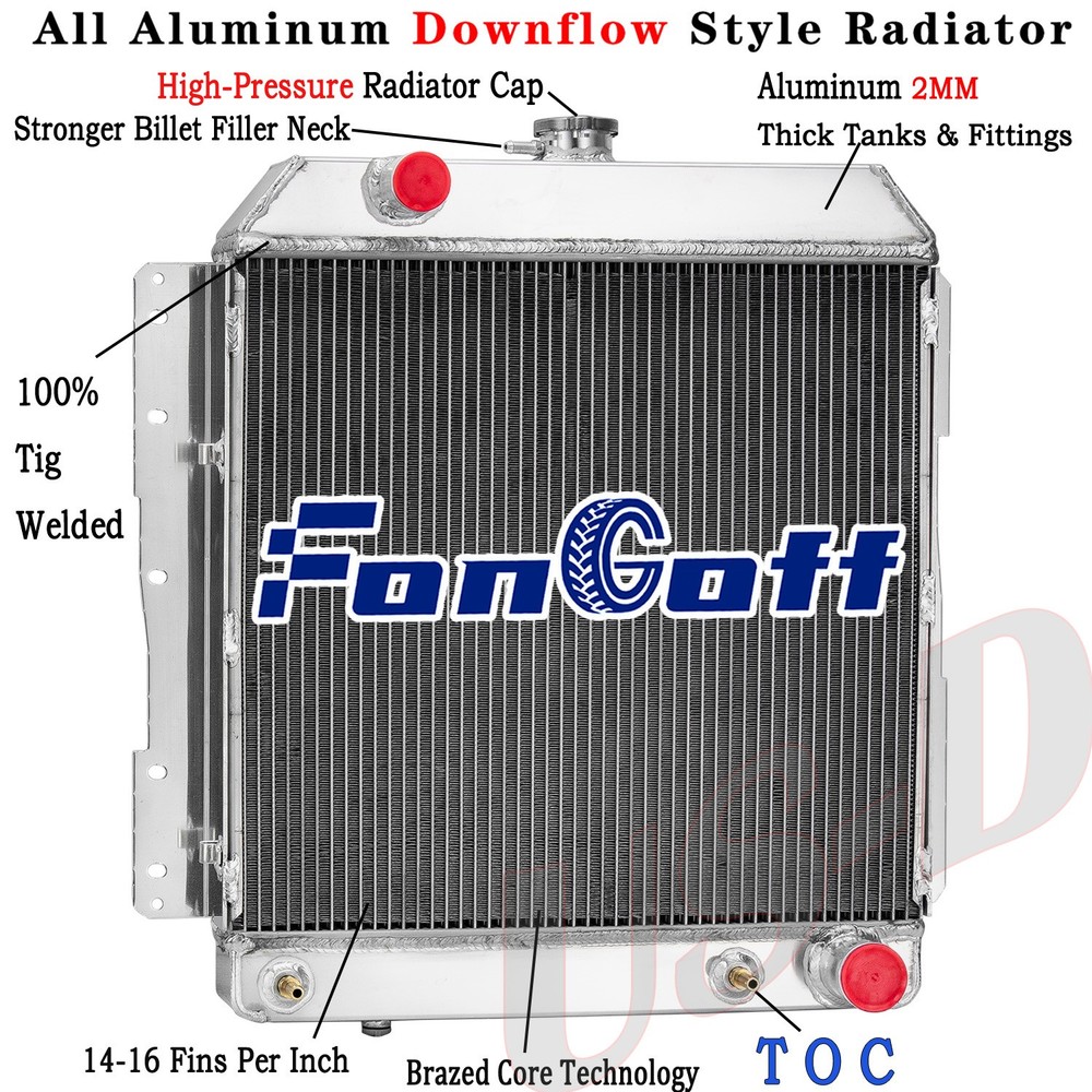 4 Row Aluminum Radiator for 1958 Chevy Bel Air Biscayne Impala 4.6L V8 Gas AT