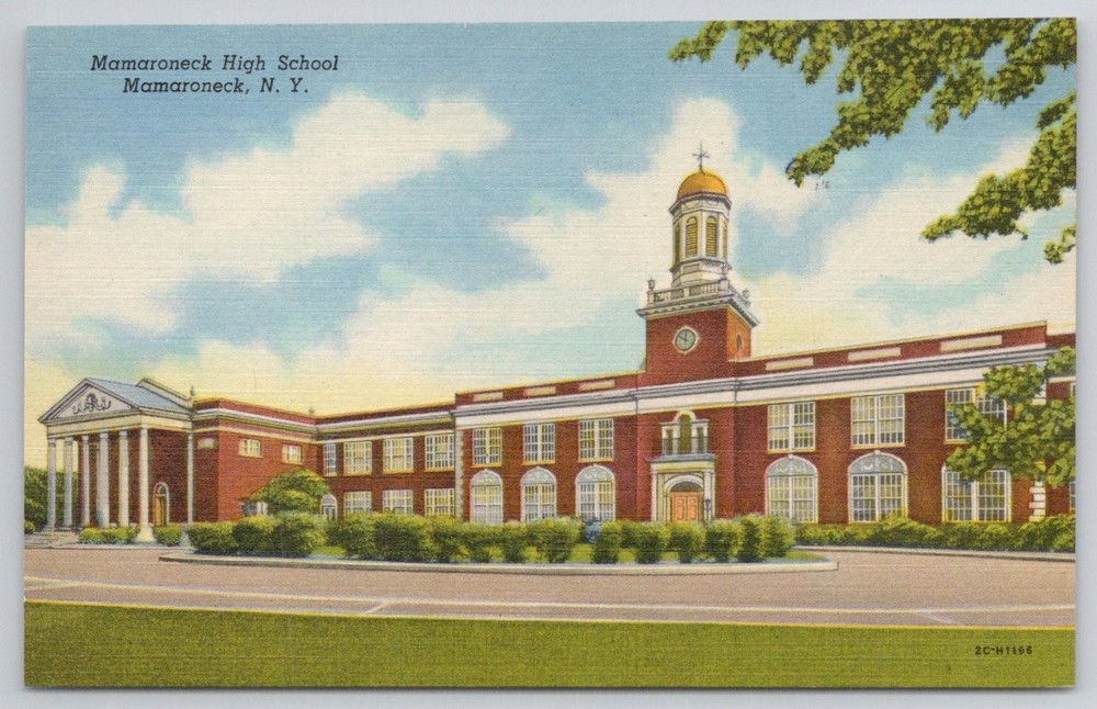 Mamaroneck High School NY Curteich C.T. Art-Colortone Postcard 1942