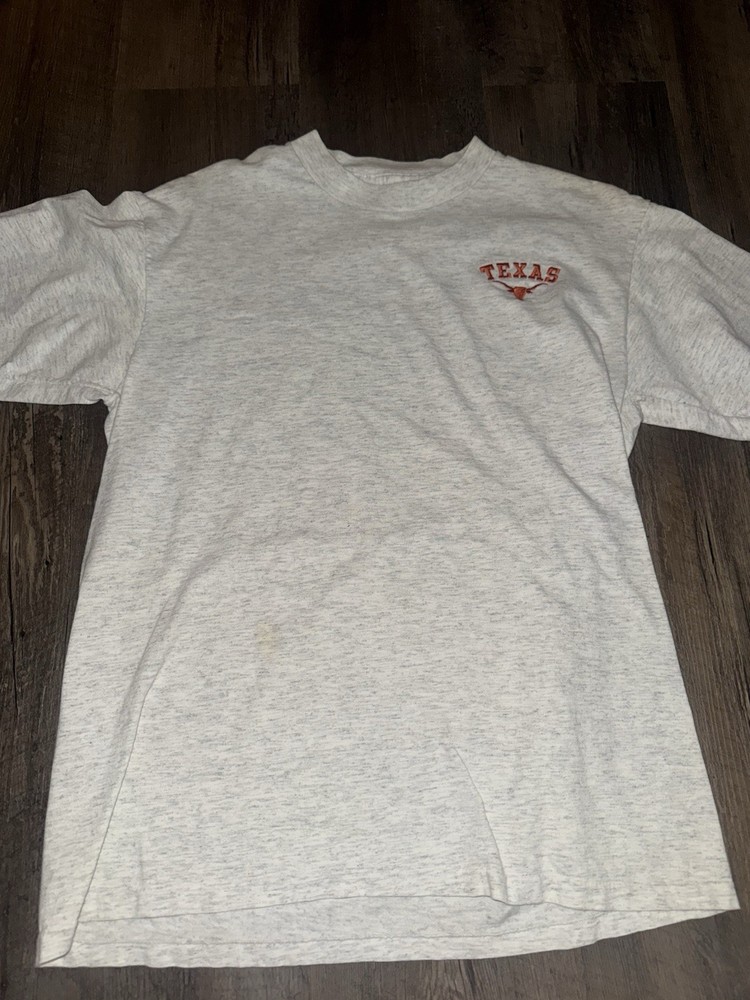 Vintage Texas University Longhorns Shortsleeve Adult Shirt M Gray Oneita Tag
