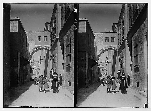 Photo:Jerusalem Palestine 1900s Arch of Ecce Homo Street Scene Children