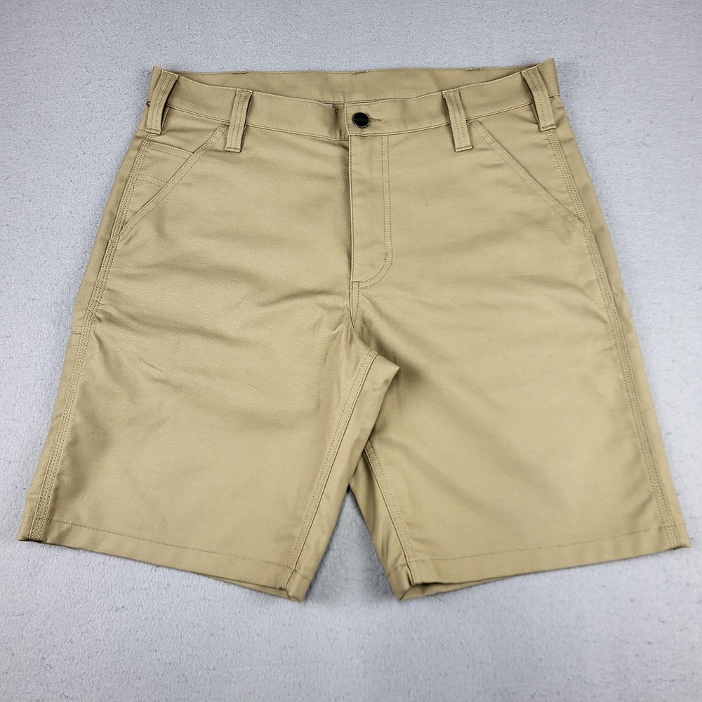 Carhartt Shorts Mens 34 Khaki Tan Workwear Utility Cotton Blend Durable Pockets