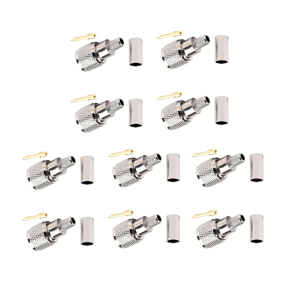 10Pcs Brass Mini-UHF Male Crimps Connector 50Ohm For RG-58/U Cable Radio Antenna