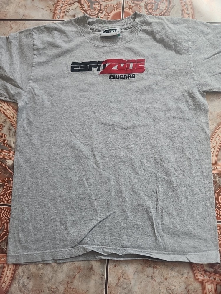 Vintage ESPN Zone Chicago Sports Gray T-Shirt Embroidered Medium