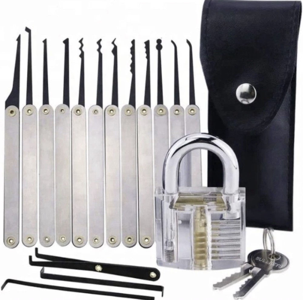Lock Practice Set – 15 PCS Stainless Steel Tools with Transparent Trainin