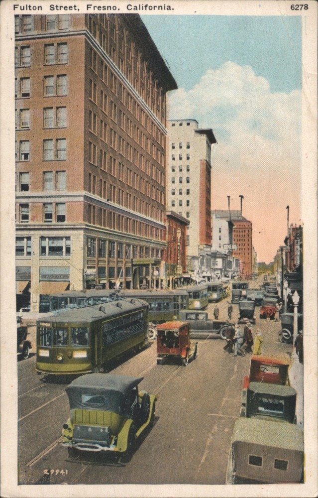 Fresno, California CA Fulton Street MO Original Vintage Postcard