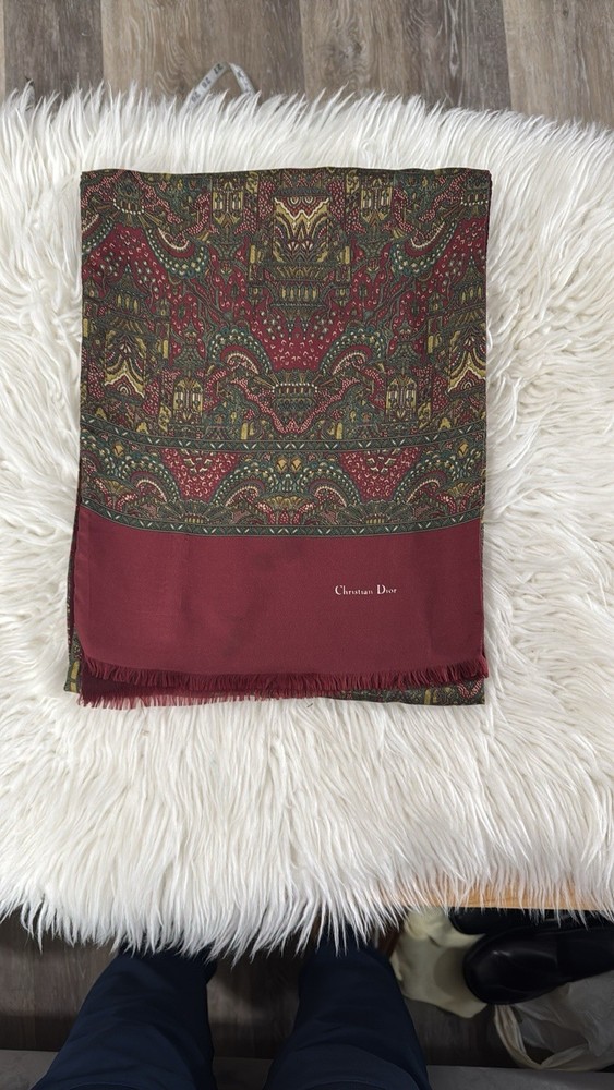 Christian Dior Vintage Paisley Silk - Wool Scarf