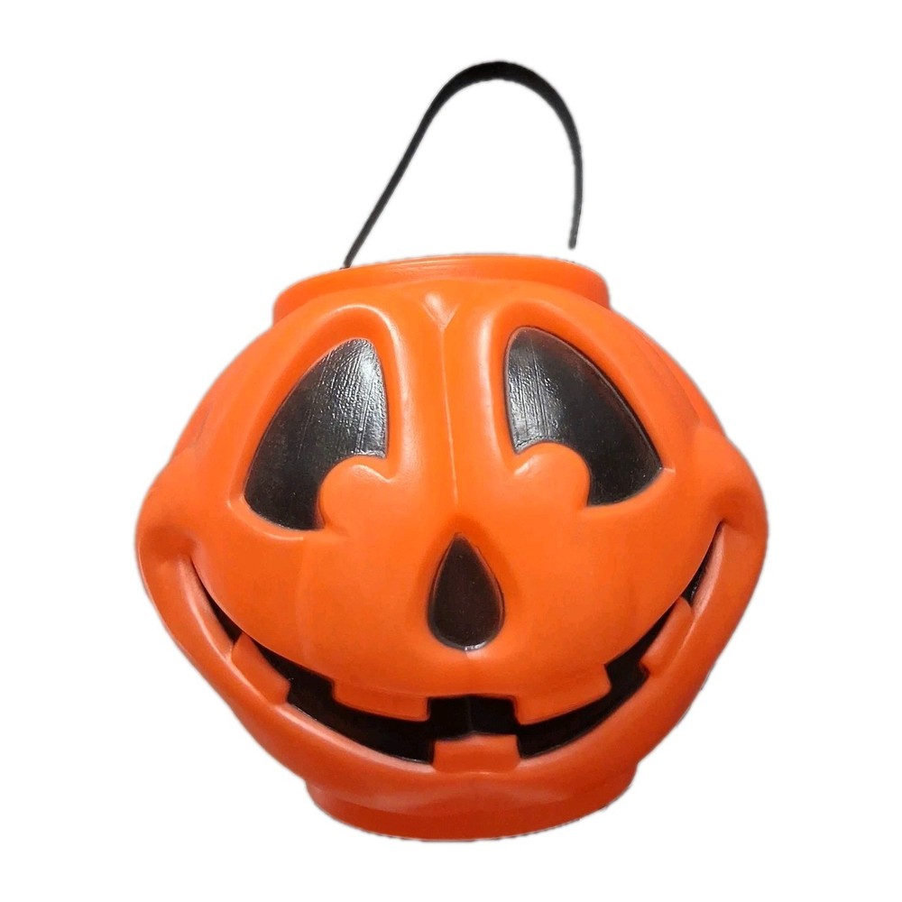Vintage Jack O Lantern Blow Mold Pumpkin Halloween Bucket Trick Or Treat Spooky