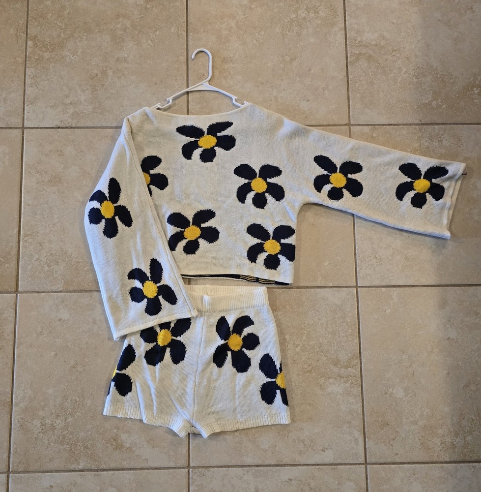 Bohemian Boho Flower Matching Set Women Size Small Hippie Cute Set