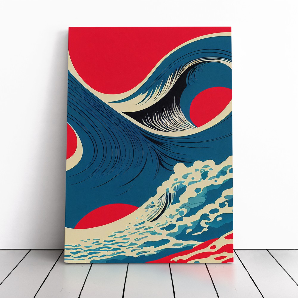 Pop Art Ocean Wave No.1 Canvas Wall Art Print Framed Picture Decor Dining Room