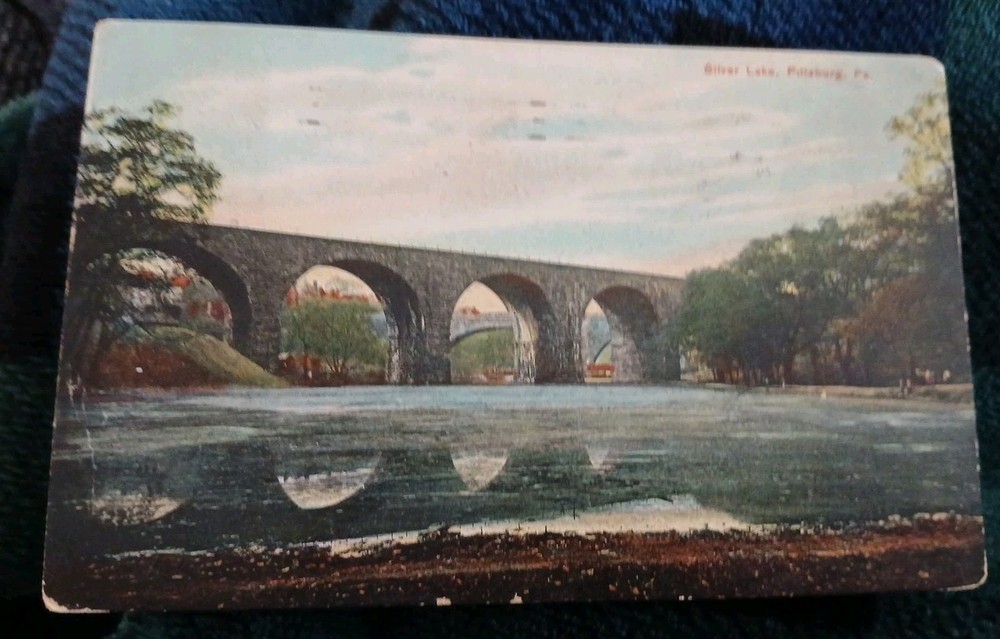 1909 Pittsburg PA.Silver Lake Stone Arch Bridge Divided Back Postcard