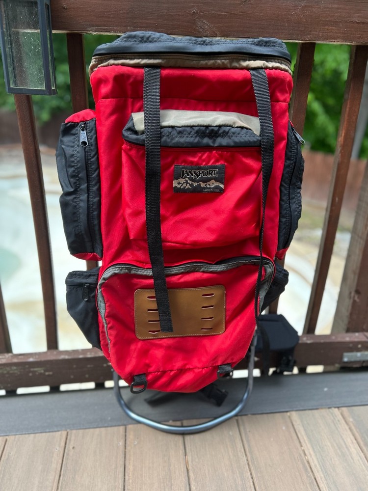 vintage jansport external frame backpack  Red Used