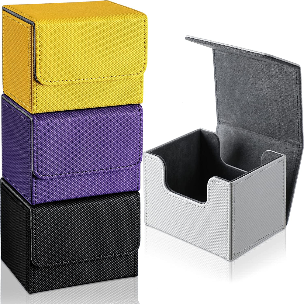 4 Pieces Leather Deck Card Boxes Cards Deck Game Box for Collectible Playing Car