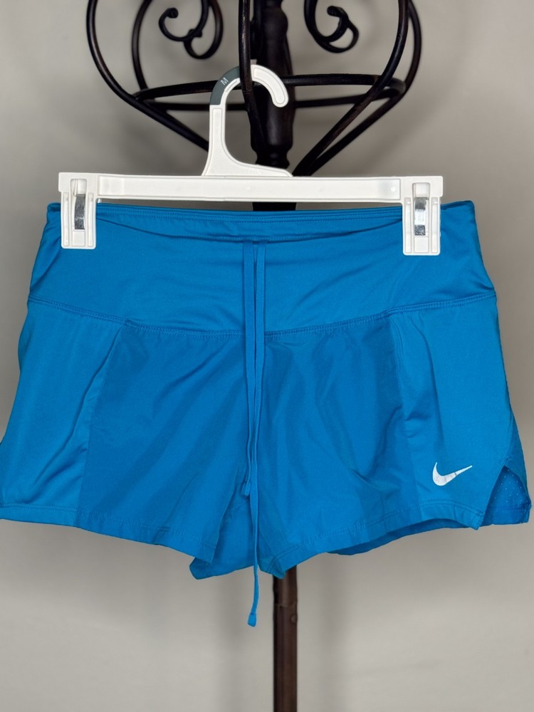 Nike Dri-FIT Womens Running Shorts Blue Athletic Gym Size S